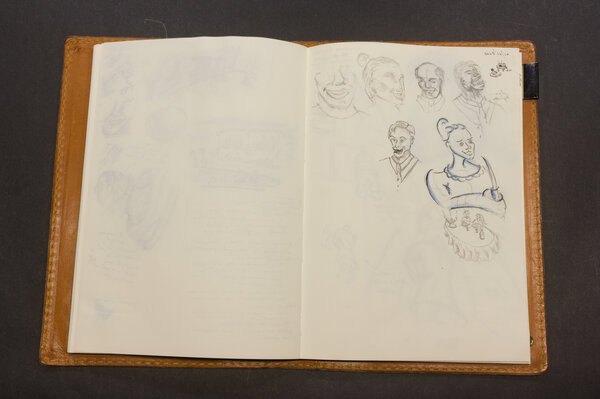 Concept sketches of people to use in a death at dinner piece. Tried to draw ghoulish ones and a pretty waitstaff person.
