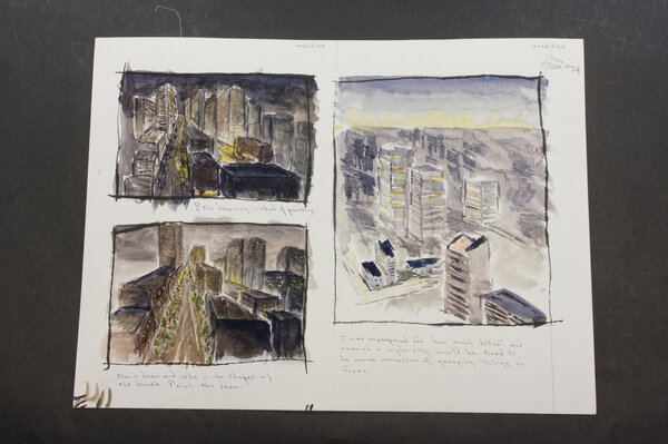 A couple of versions of a cityscape at night in watercolor. Way over my head. I did realize that I was trying to draw boxes and then color in the boxes. So, in that sense, I did okay. Are my renditions of a city well done? No. No they are not. A city of boxes they are.